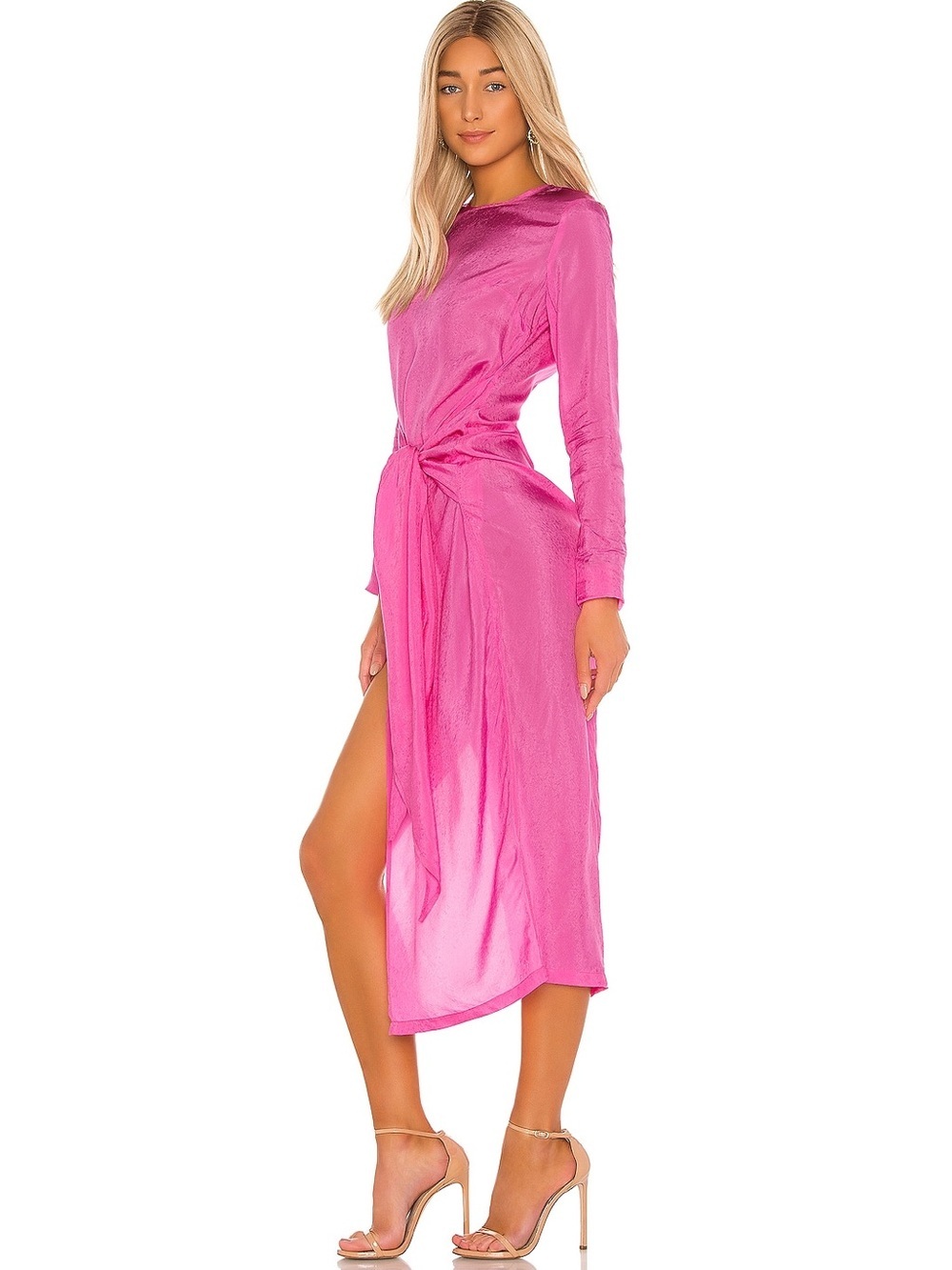 Atoir The Paris Dress Shocking Pink Tie Waist Midi Dress XS US 2 - Picture 4 of 12